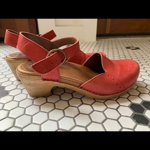 Red Leather Dansko Heels
